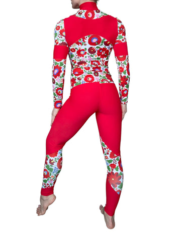 Matyó Pattern Women’s Top – Red Floral Design | MNWEAR