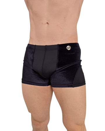 Nero Lux Men’s Pole Dance Shorts – Velvet Luxury Edition with Swarovski Option