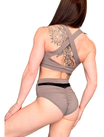 Kinga khaki/velvet lace pole dance set