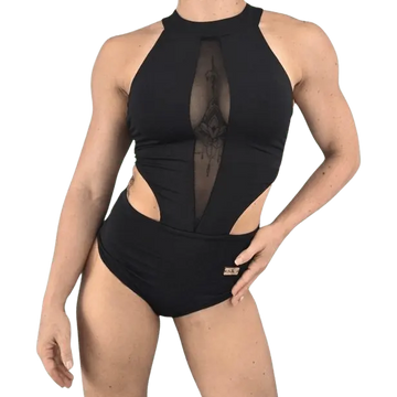 Frida black feminine pole dance bodysuit